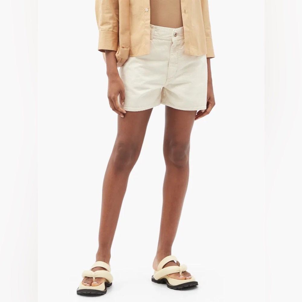 Jil Sander Wide-leg Selvedge-Denim Shorts Size 26 in Cream